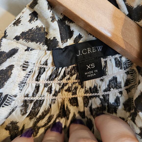 J Crew Ruffle Neck Puff-sleeve Dress Leopard Print Women's Size XS Casual Work - Picture 9 of 11